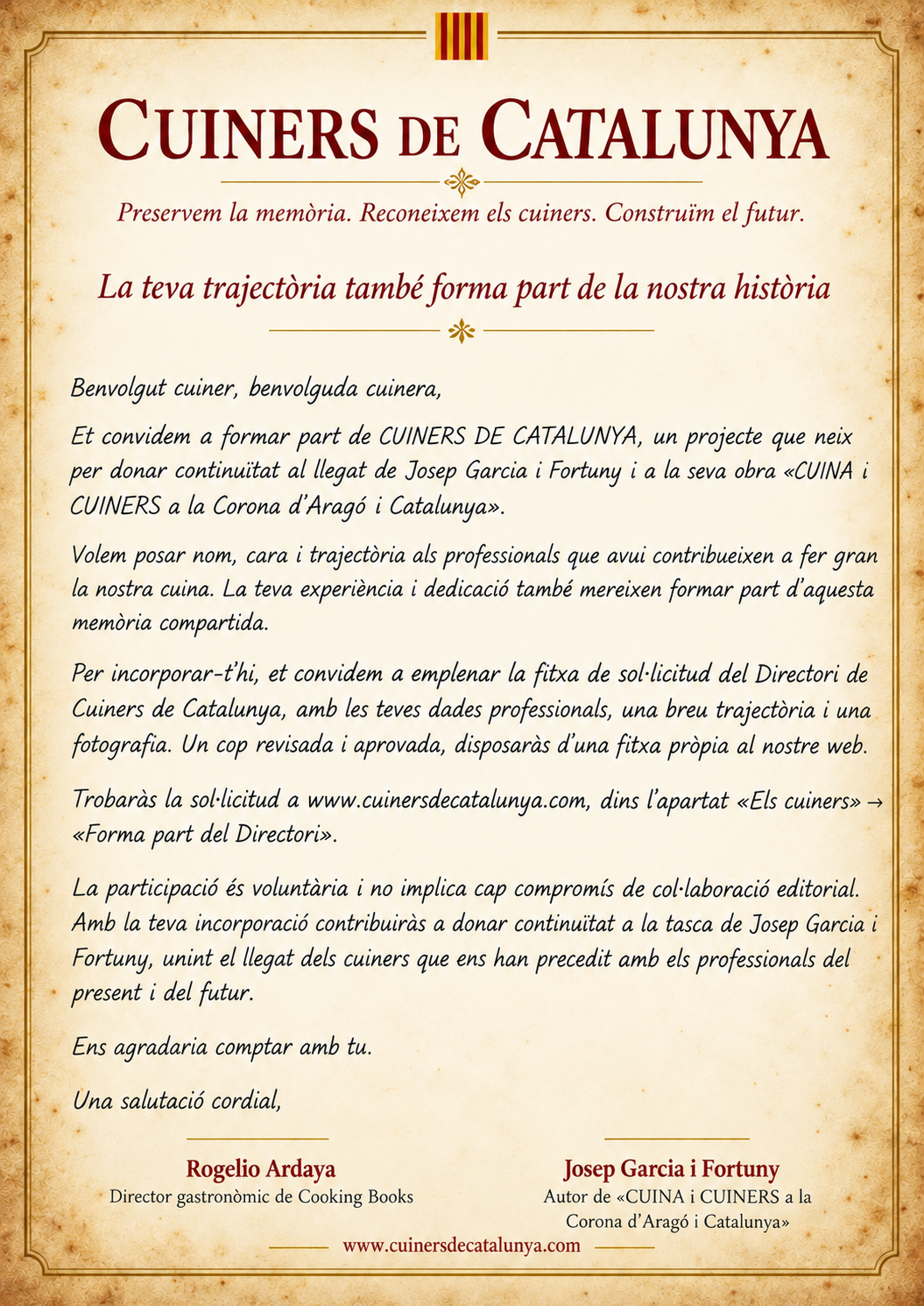 Carta de INVITACIÓf per forma part del DIRECTORI